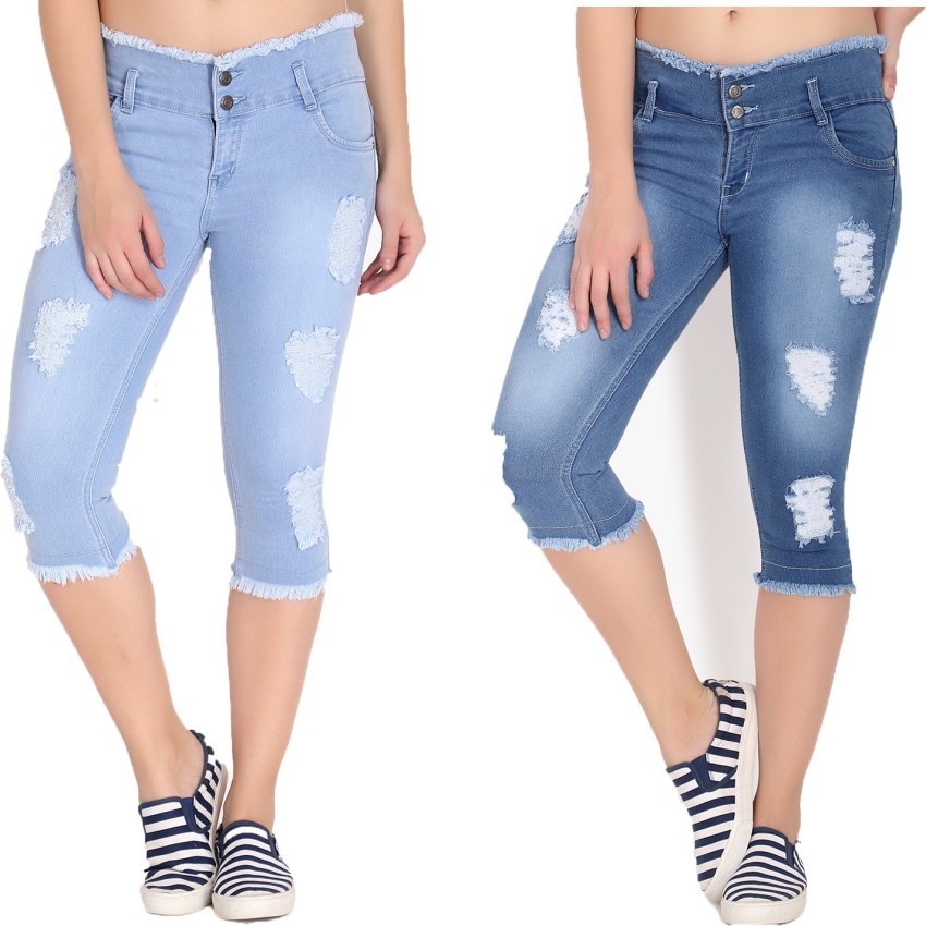 SheLook Women Denim Capri - Buy SheLook Women Denim Capri Online