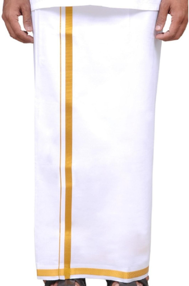 White dhoti with golden border discount
