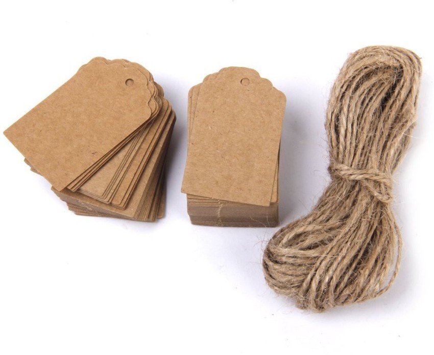 100 PCS Kraft Paper Gift Tags with String Blank Tags Vintage Wedding Favor  Hang Tags with 66 Feet Natural Jute Twine Retangle Tags for Crafts