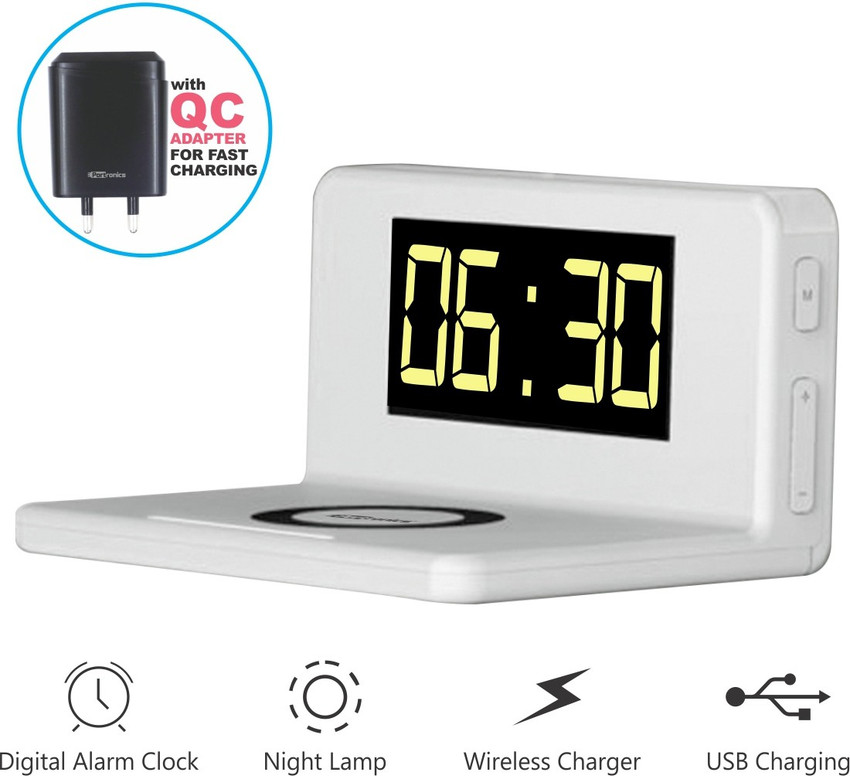 Portronics desktop wireless charger with alarm clock hotsell & led lamp