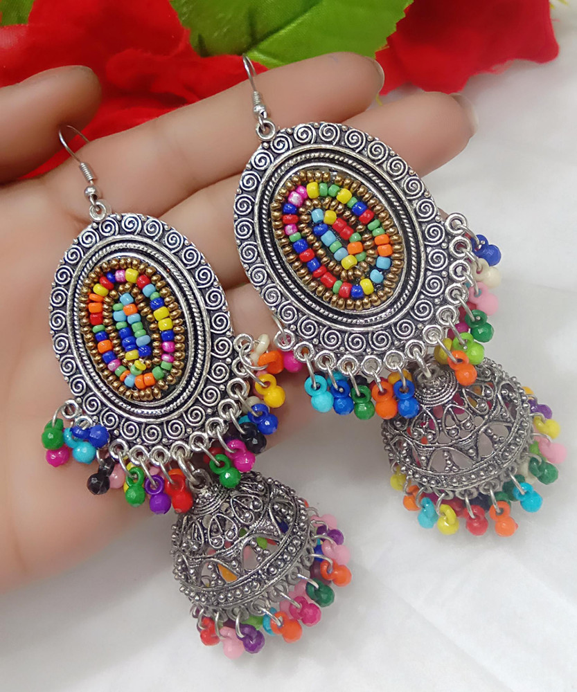 Beads discount jhumka earrings