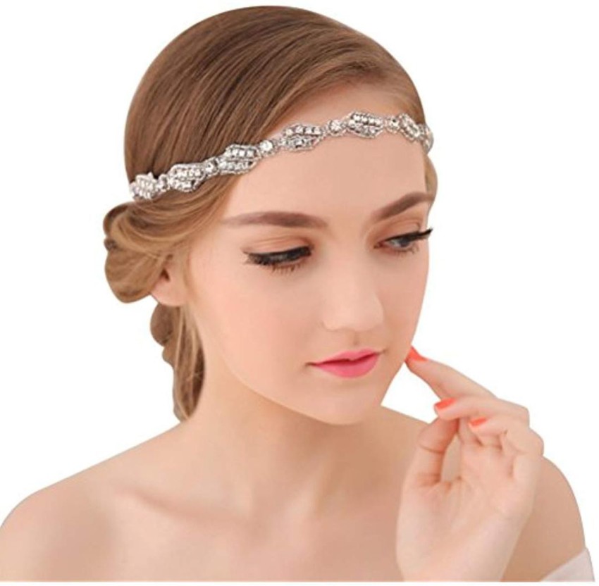 BLUETOP White Beads Pearl Handmade Elegant Head Band Price in