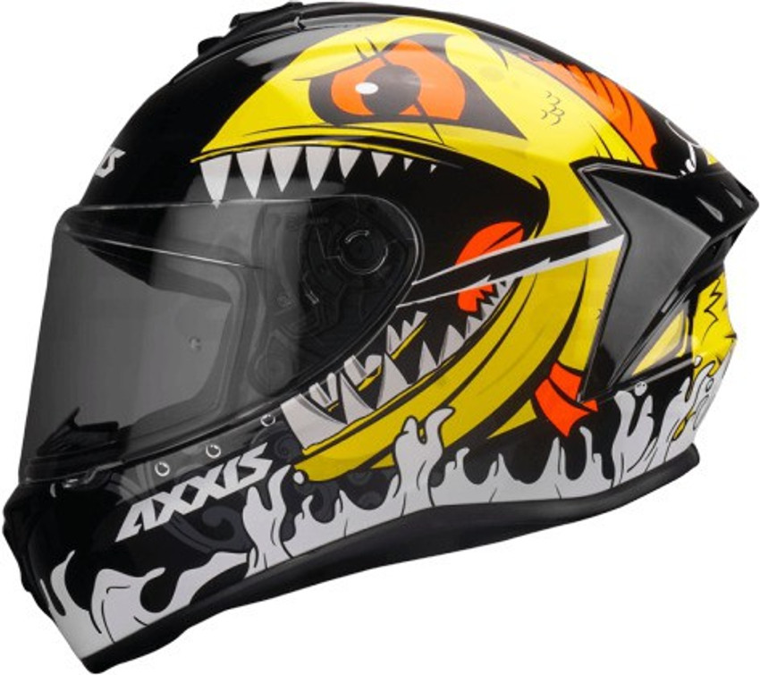 Axxis Viper Fish Gloss Black Helmet Fluorescent Orange Motorbike