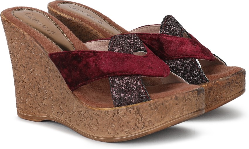 Maroon wedges on sale