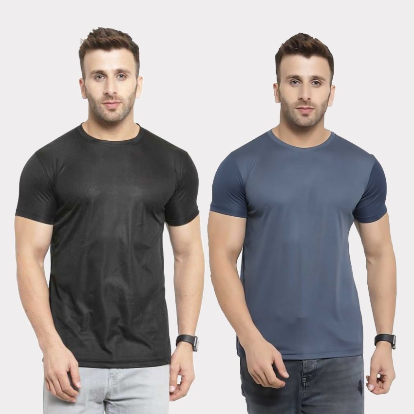 Buy TQH Solid Men Round Neck Black, Grey T-Shirt Online at Best Prices in  India