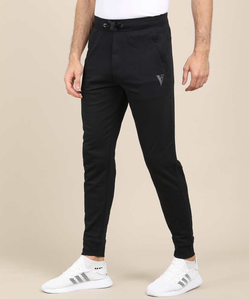 VAN HEUSEN Solid Men Black Track Pants - Buy VAN HEUSEN Solid Men