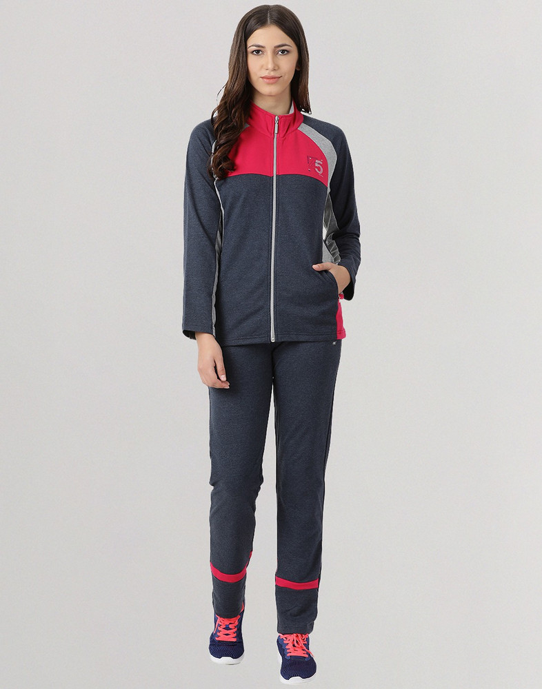 Monte Carlo Women Tracksuit Women Pink Self Design Hooded Full