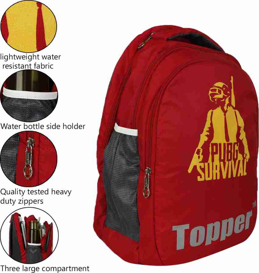 Topper RED Pubg Survival 28 ltrs Casual Rain cover Backpack