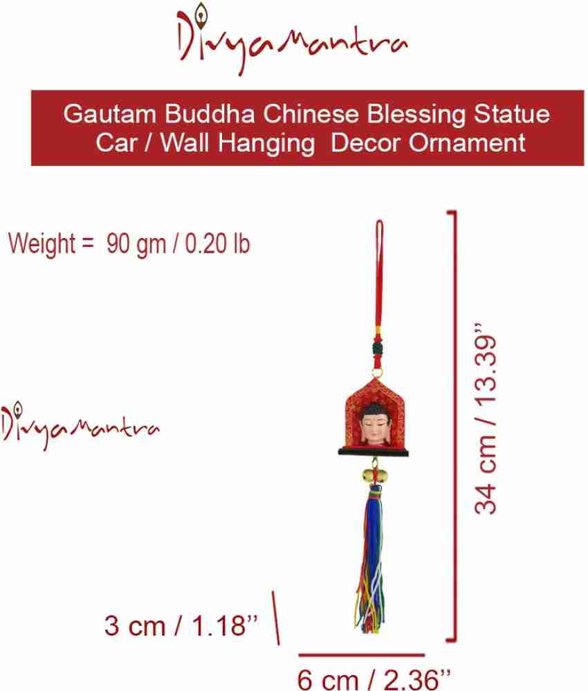 Gautam Buddha Chinese Blessing Statue Car Interior Rear View