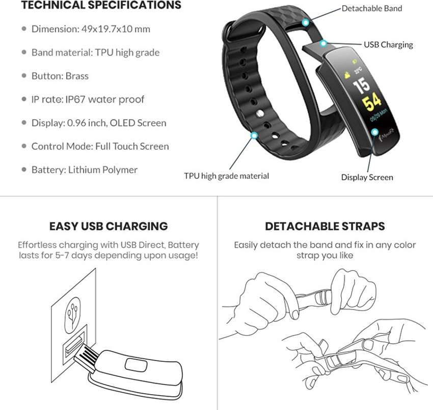 Mevofit best sale smart band