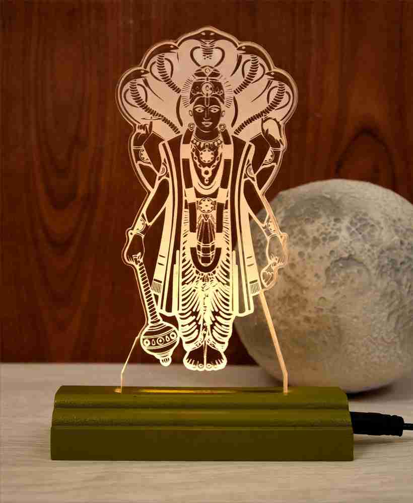 Modak The Lord Vishnu 3D illusion Acrylic Table Lamp(Color-Olive ...