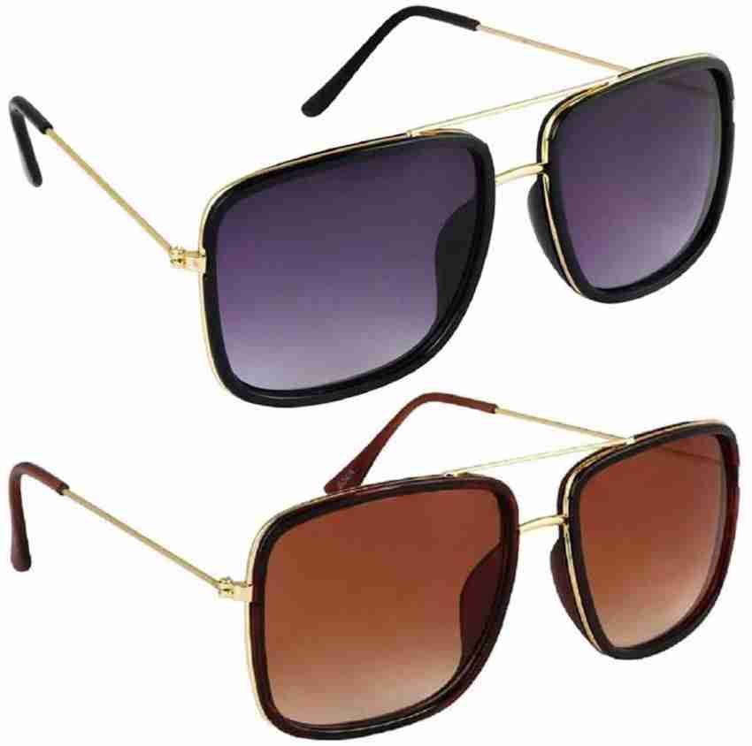 Buy PHENOMENAL Retro Square Sunglasses Black, Brown For Men