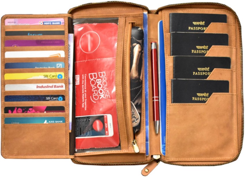 Abys 100% Genuine Leather Travel Wallet//Passport Holder//Passbook Holder For Men & Women