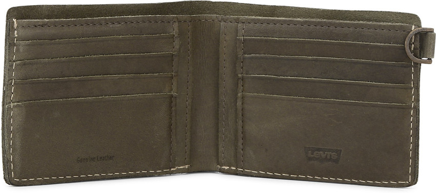 LEVI S Men Green Genuine Leather Wallet Olive Price in India