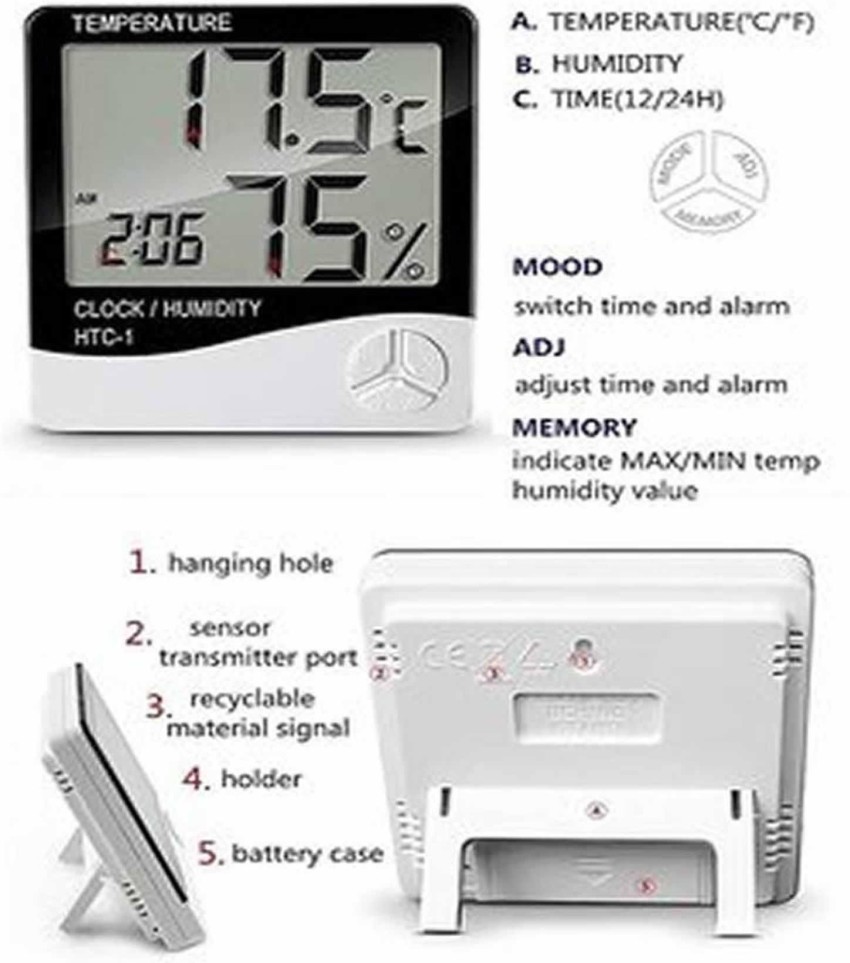 LCD Digital Thermometer Hygrometer Humidity Clock High-precision
