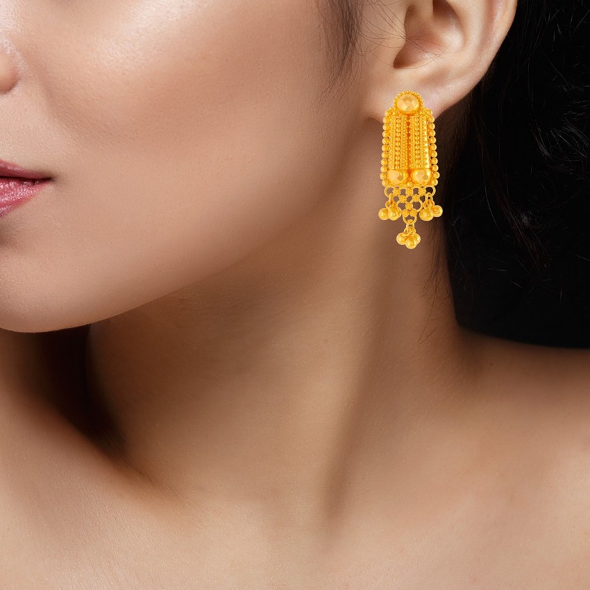 PC Chandra Jewellers Yellow Gold 22kt Jhumki Earring Price in