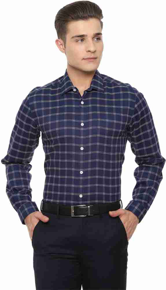 John Louis Men s Self Design Formal Blue Shirt Best Price in India