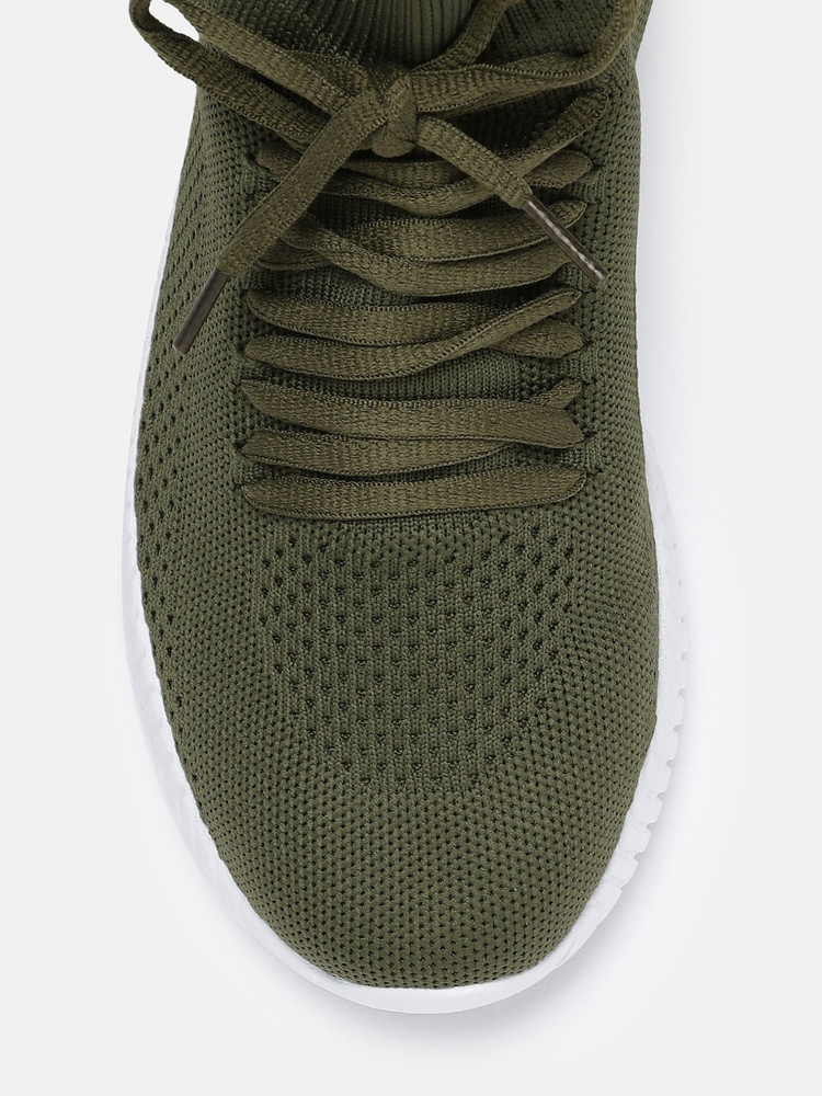 Roadster Women Olive Green Solid Mid Top Sneakers Sneakers For Women