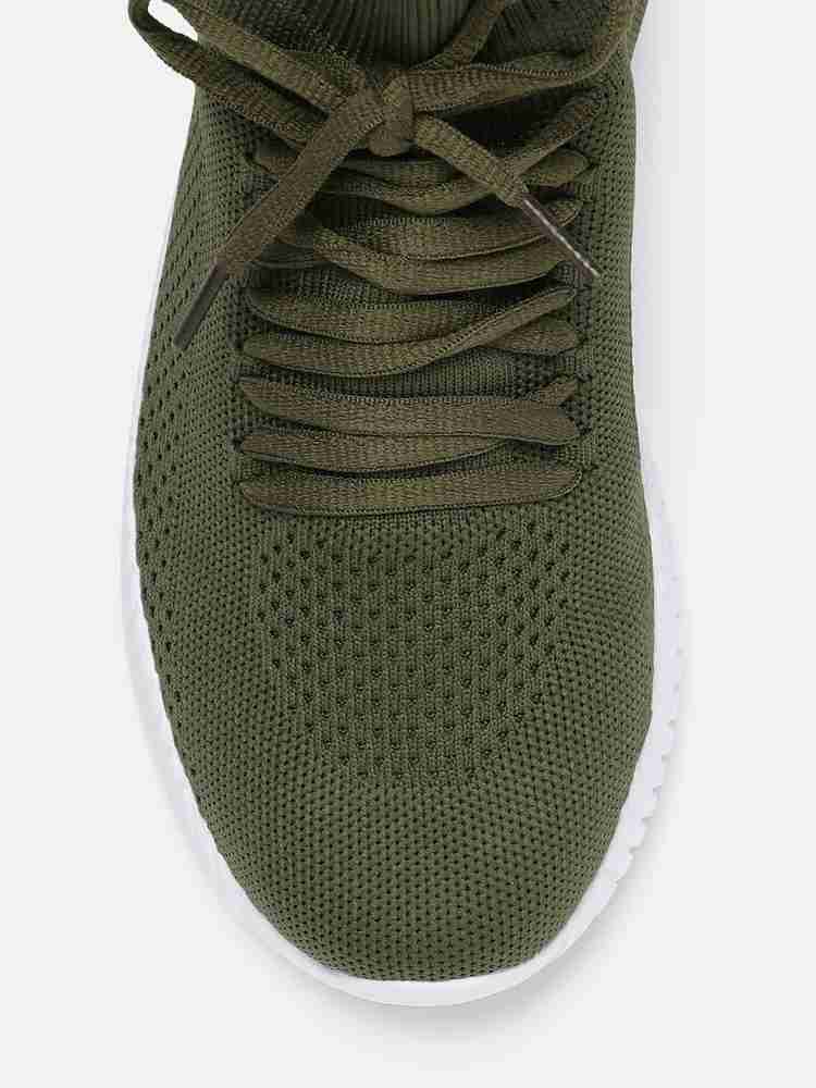 Roadster Women Olive Green Solid Mid Top Sneakers Sneakers For Women