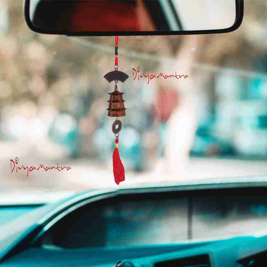 Car Decoration Rear View Mirror Hanging Accessories Feng Shui Lucky Bell, Divya Mantra