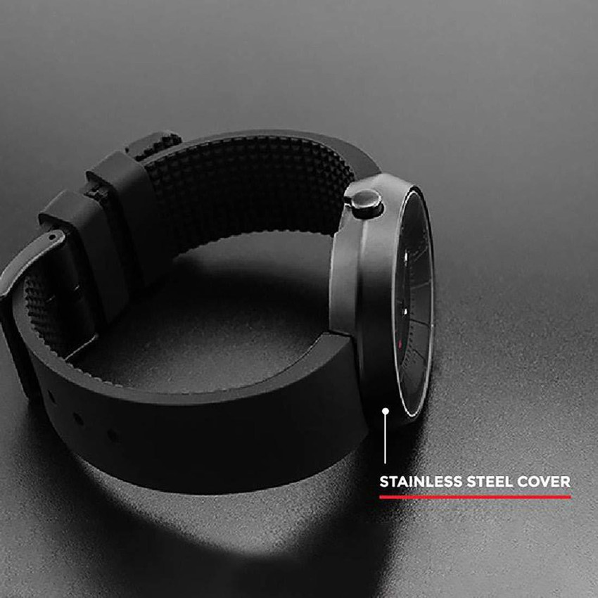 Round analog black dial men's watch top
