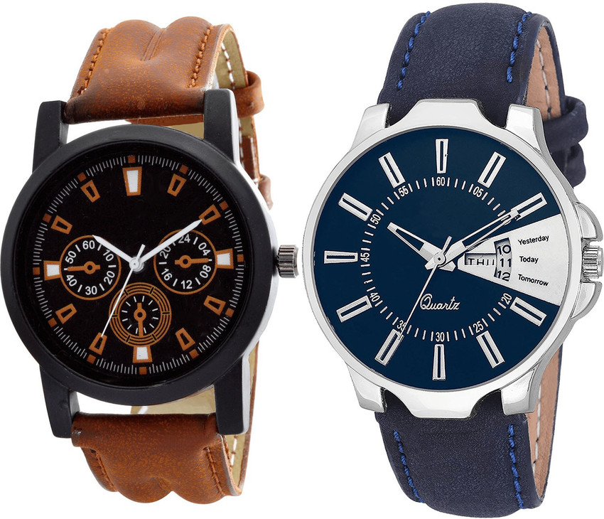 NEUTRON combo watch Analog Watch For Men Buy NEUTRON combo watch Analog Watch For Men Latest Traditional Day And Date Analogue Brown And Blue Color Boys And Men Watch