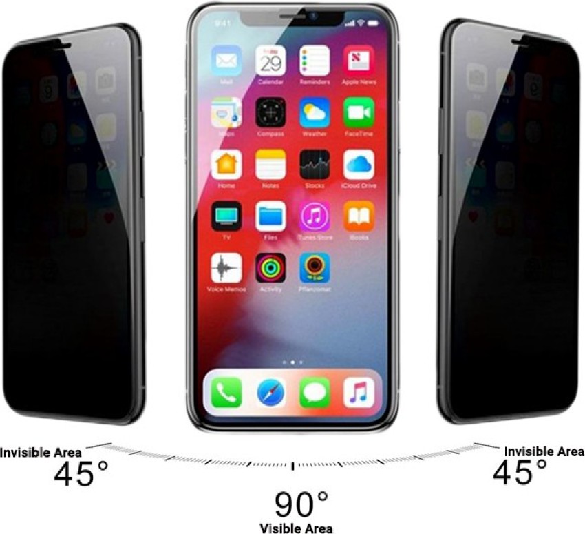 Baseus Screen Guard for Full Screen 9H Hardness Anti-Peeping Anti-Spy  Privacy Screen Glass Protector (0.23mm) Compatible With iPhone X/Xs - Black  - Baseus 