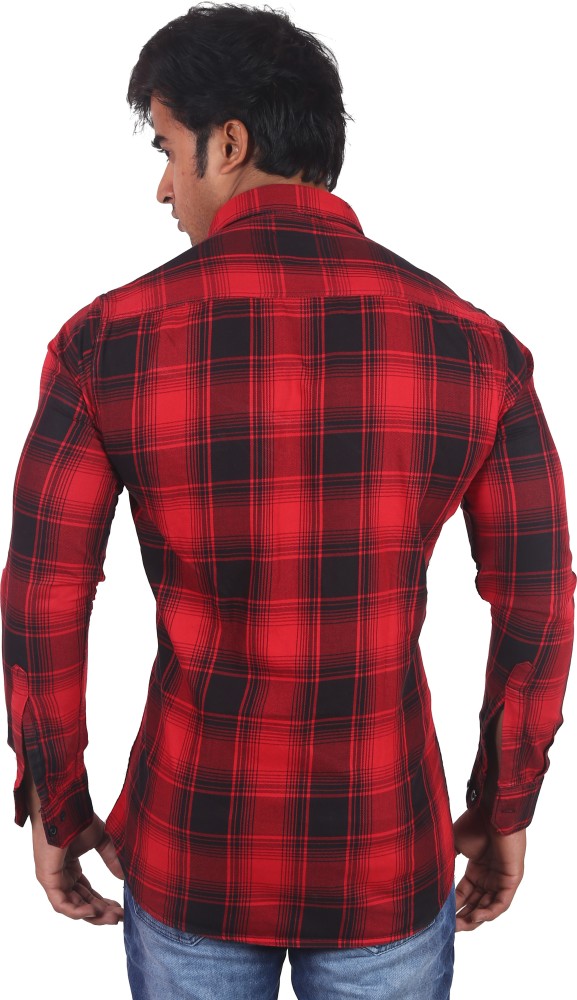 red and black check shirt flipkart