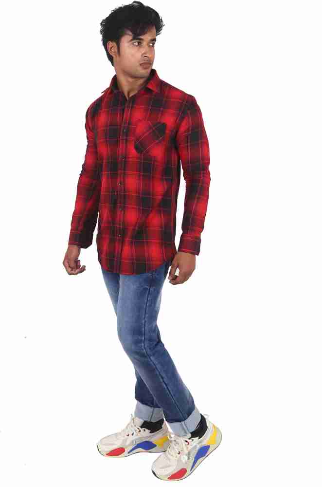 pludselig overgive telegram classic denim Men Checkered Casual Red, Black Shirt - Buy classic denim Men  Checkered Casual Red, Black Shirt Online at Best Prices in India |  Flipkart.com