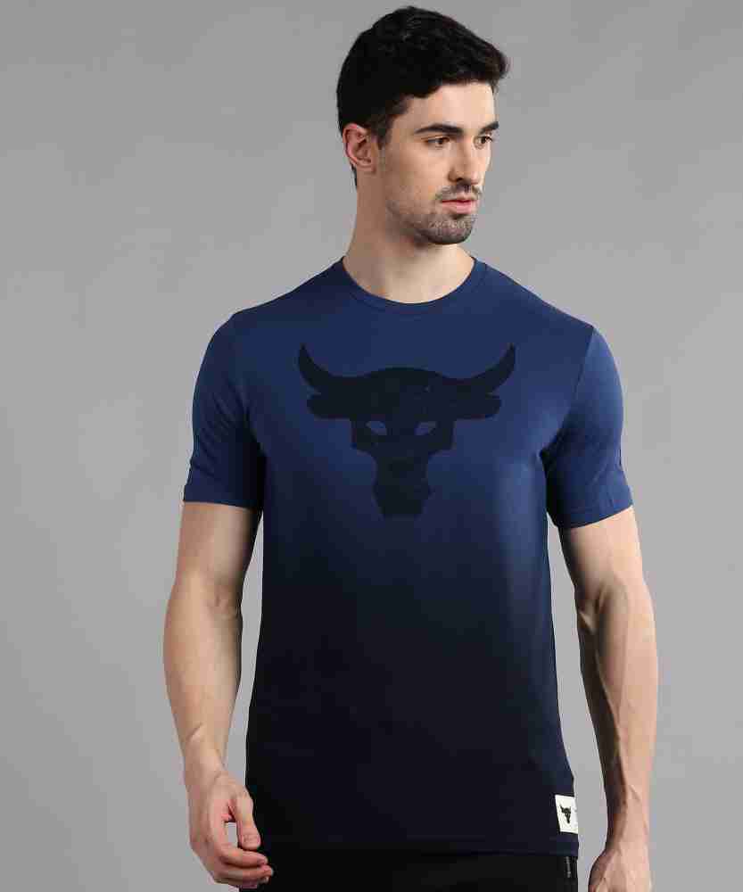 UNDER ARMOUR Project Rock Graphic Print Men Round Neck Blue T-Shirt - Buy  UNDER ARMOUR Project Rock Graphic Print Men Round Neck Blue T-Shirt Online  at Best Prices in India