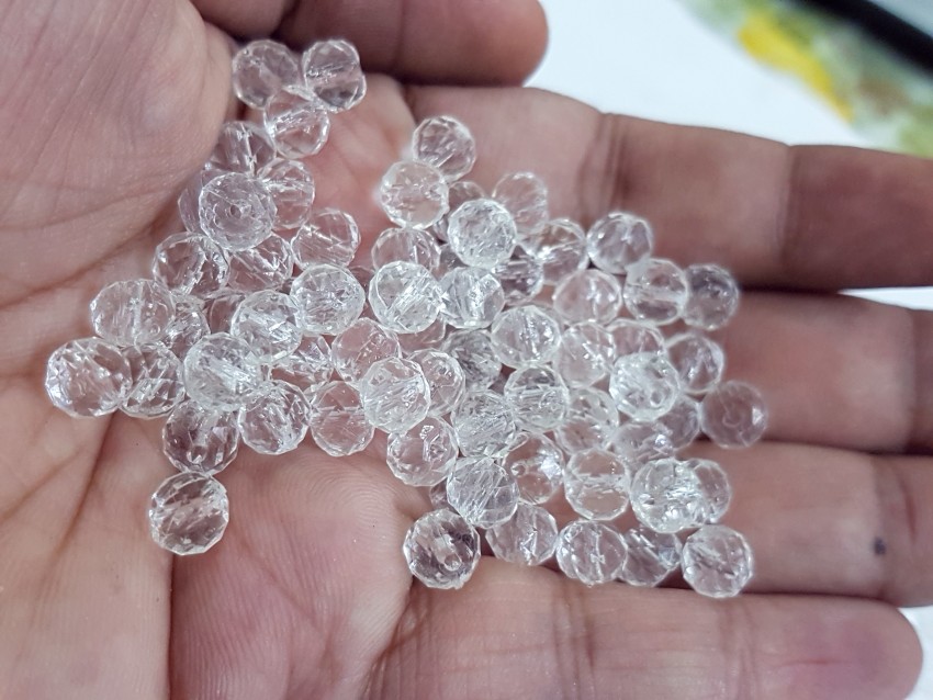 FASHION CLUSTER white crystal Fancy Cutting Beads(plastic) 6 MM