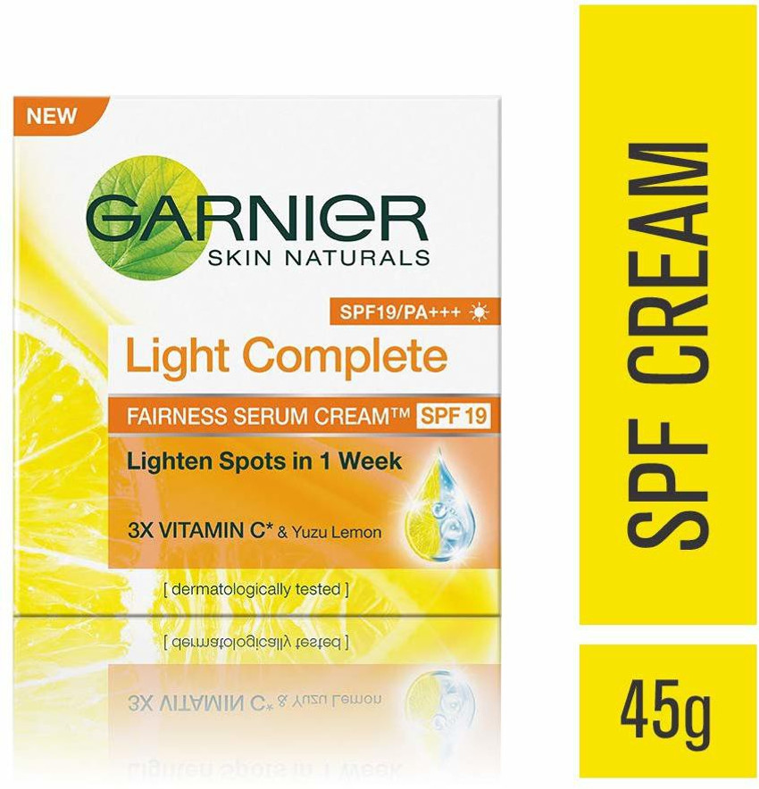GARNIER LIGHT COMPLETE FAIRNESS CREAM 45 GM Price in India Buy GARNIER LIGHT COMPLETE FAIRNESS CREAM 45 GM online at Flipkart