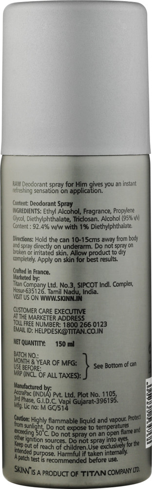 SKINN by TITAN Men Deo Raw 150ml Deodorant Spray For Men
