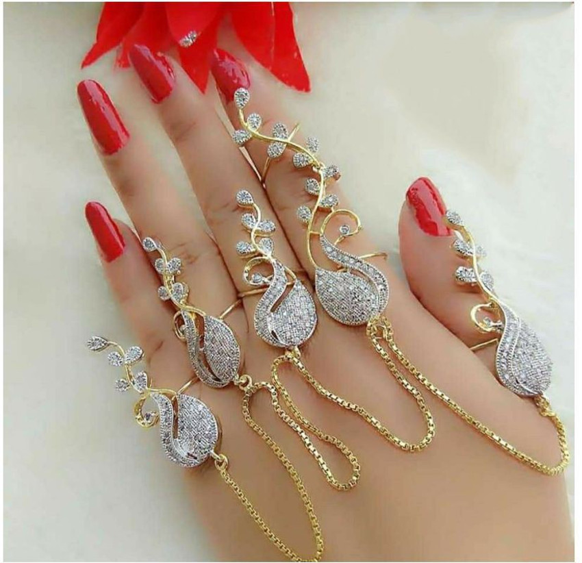 Darshini Designs Party wear 5 finger ring for women Alloy Chain