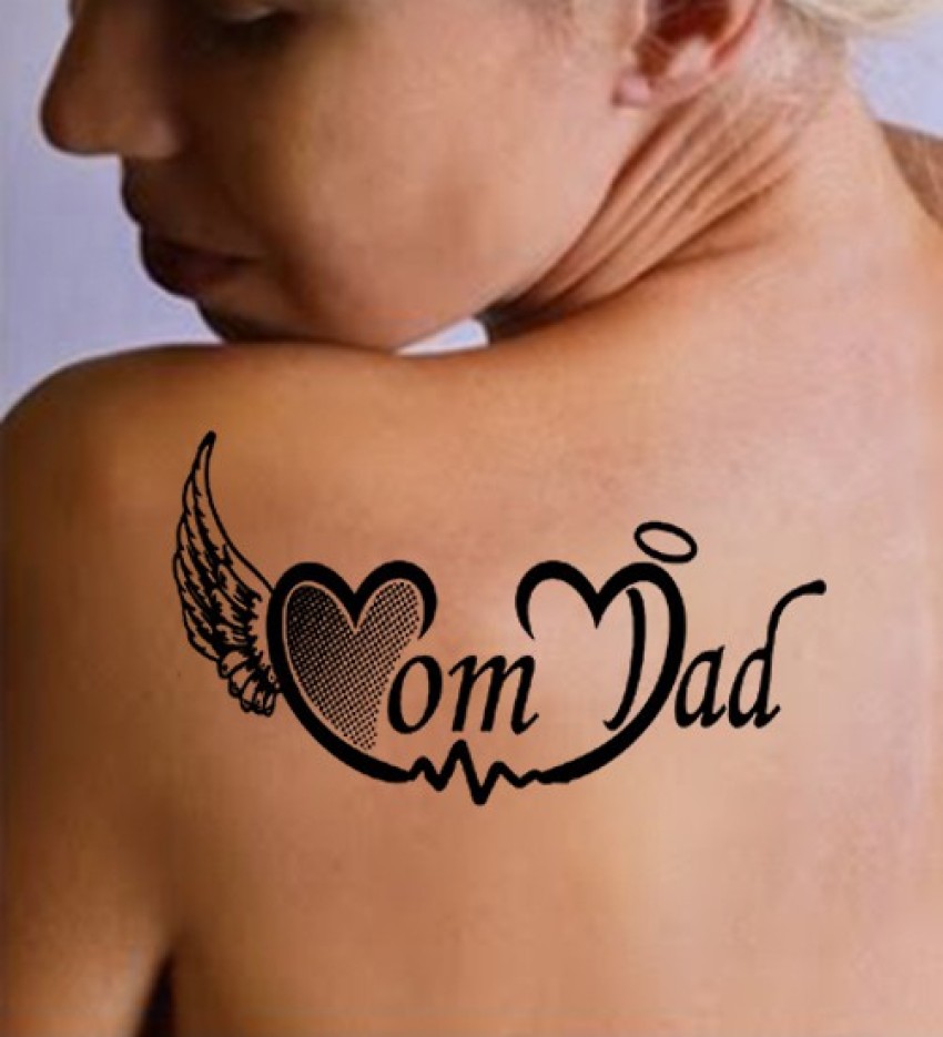 Tattoo i love mom ribbon bird background im Vector Image