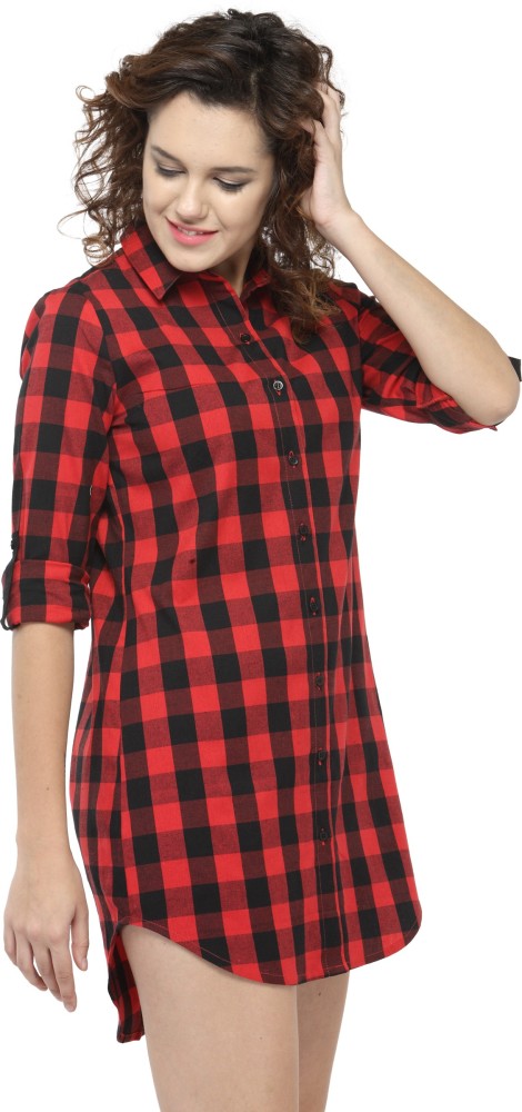 red and black check shirt for girls