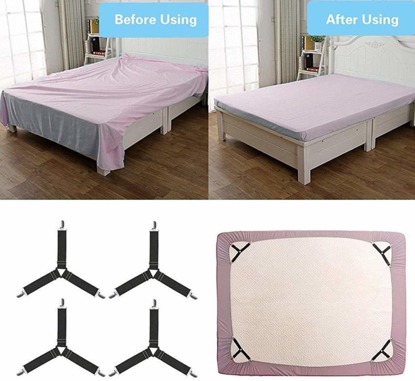 SYGA 4 Pieces Adjustable Bed Sheet Gripper Clip Holder-Bed Sheet