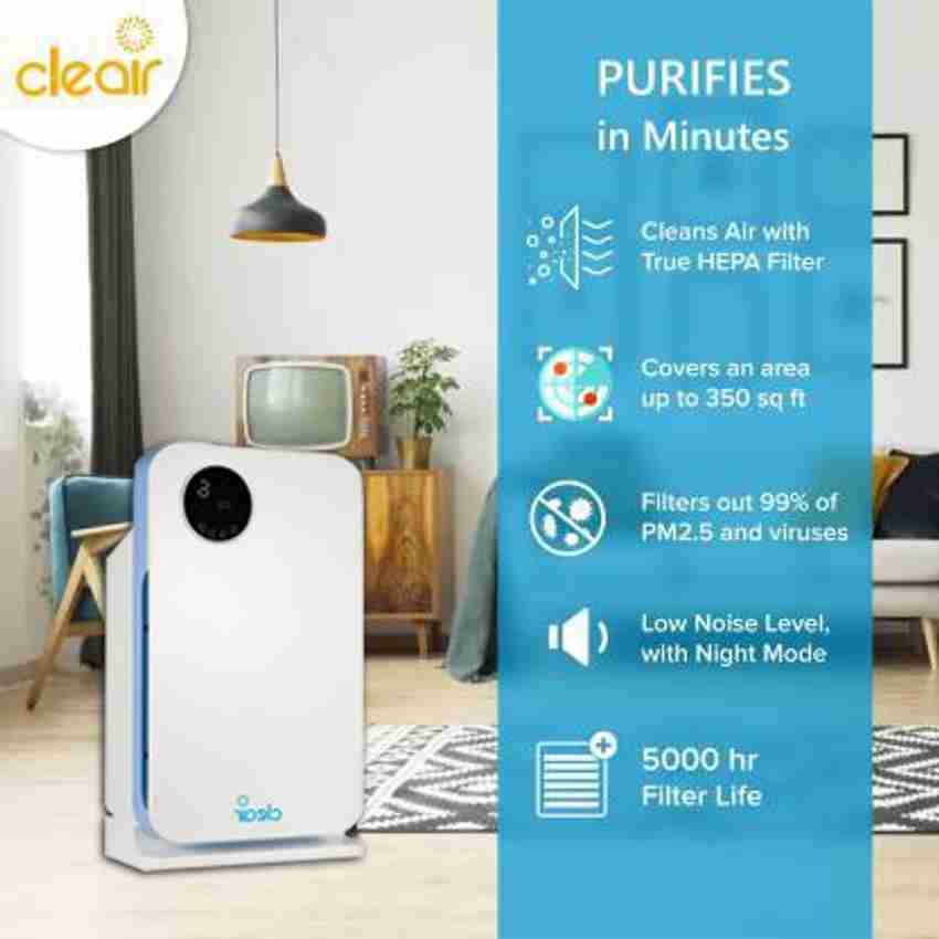 CleAir Plus Air Purifier 350 Sq.Ft. CADR 277 m3 hr with 4 Level HEPA Filter for Home Office Filters 99 PM2.5 1h Bacteria 99.99 1h with Remote Timer White
