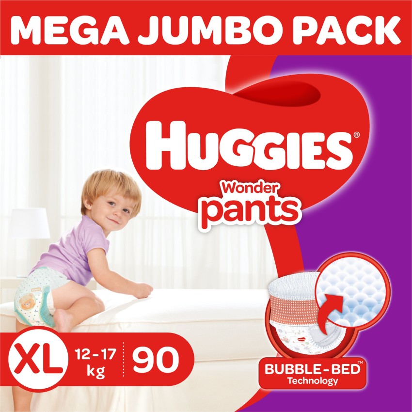 Buy Huggies Wonder Pants Mega Jumbo Pack Diapers Extra Large XL Size 90  Count for Kids Online at Low Prices in India  Amazonin