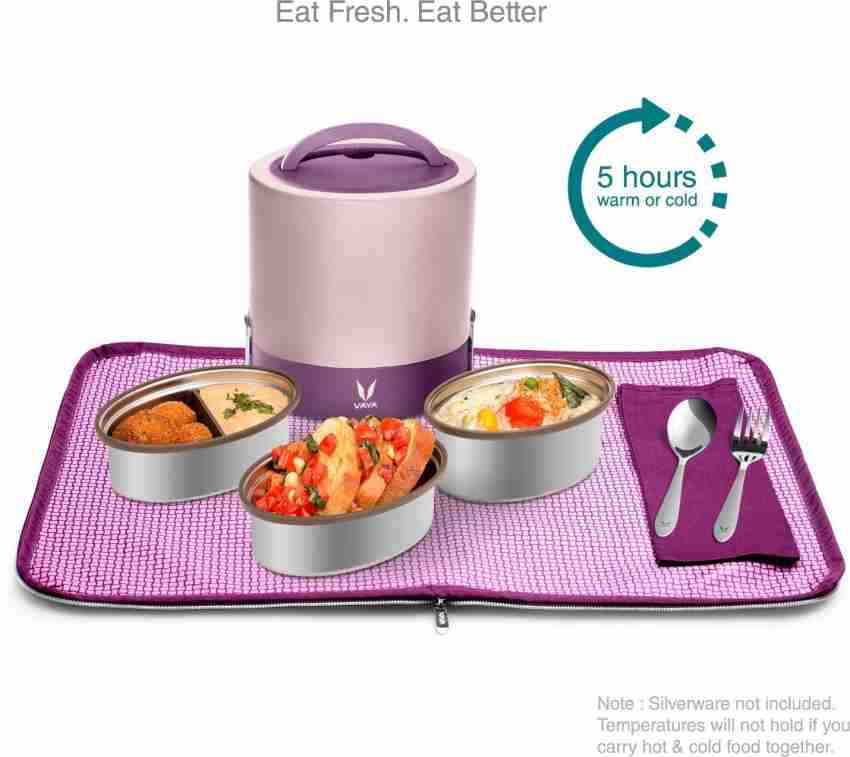 Buy VAYA TYFFYN Purple Oval Shape Polished Stainless Steel Lunch