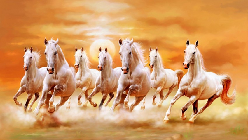 Seven Horses Running At Night Digitally Printed Wallpaper  DecorGlance