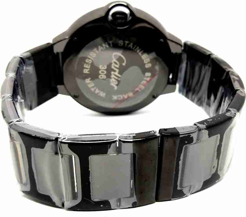 Ansh Sales Party Wear Cartier Black Dial Black Metal Straps