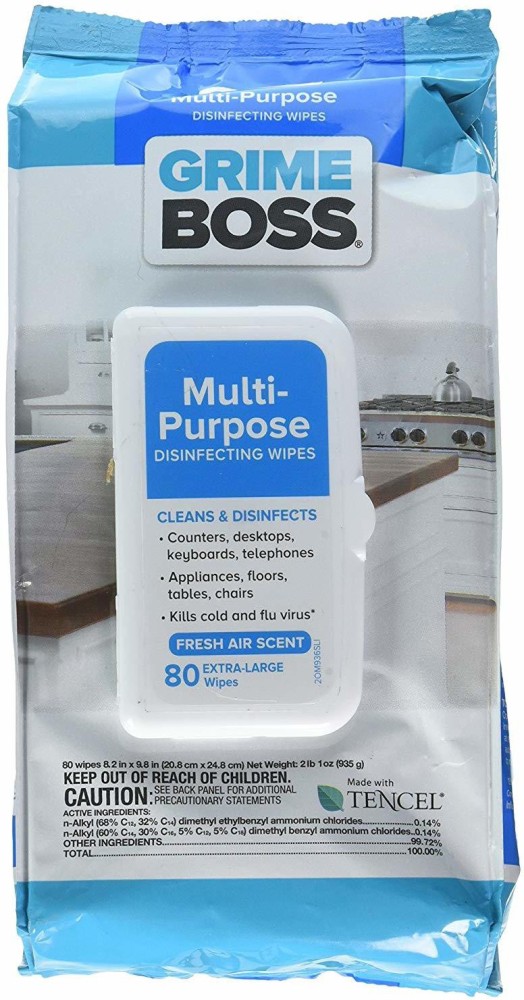 Grime Boss 80-Count Multi-Purpose Extra Large Disinfecting Wipes