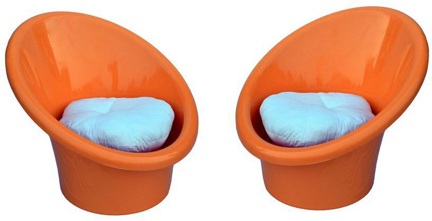 MIJHA Tub Chair with Complimentary Cushions Set of 02 Plastic