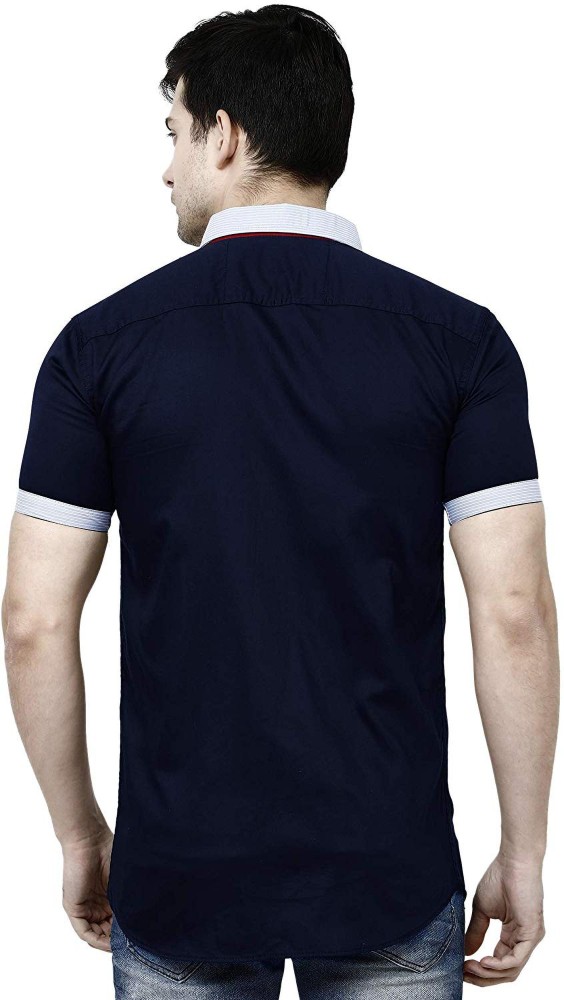 varish Men Solid Casual Blue Shirt - Buy varish Men Solid Casual