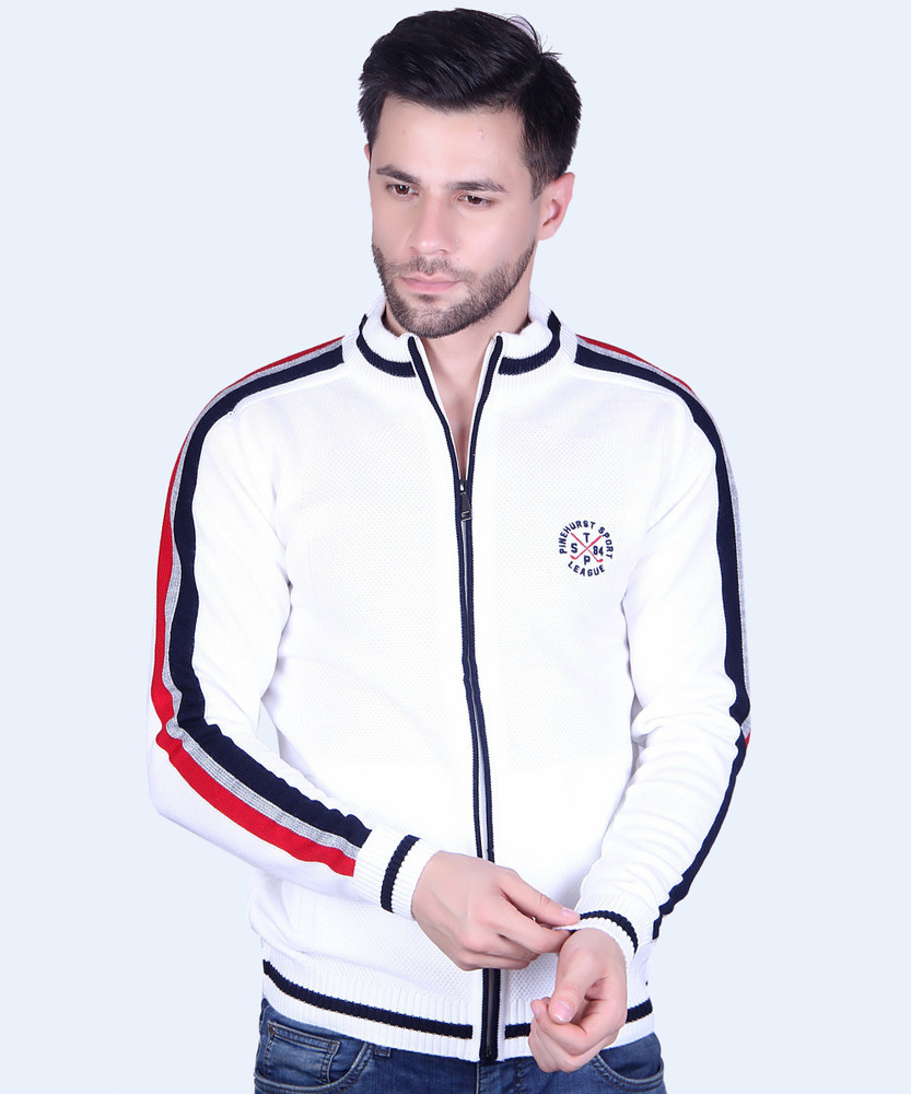 The Sports Planet Self Design Solid Round Neck Casual Men White