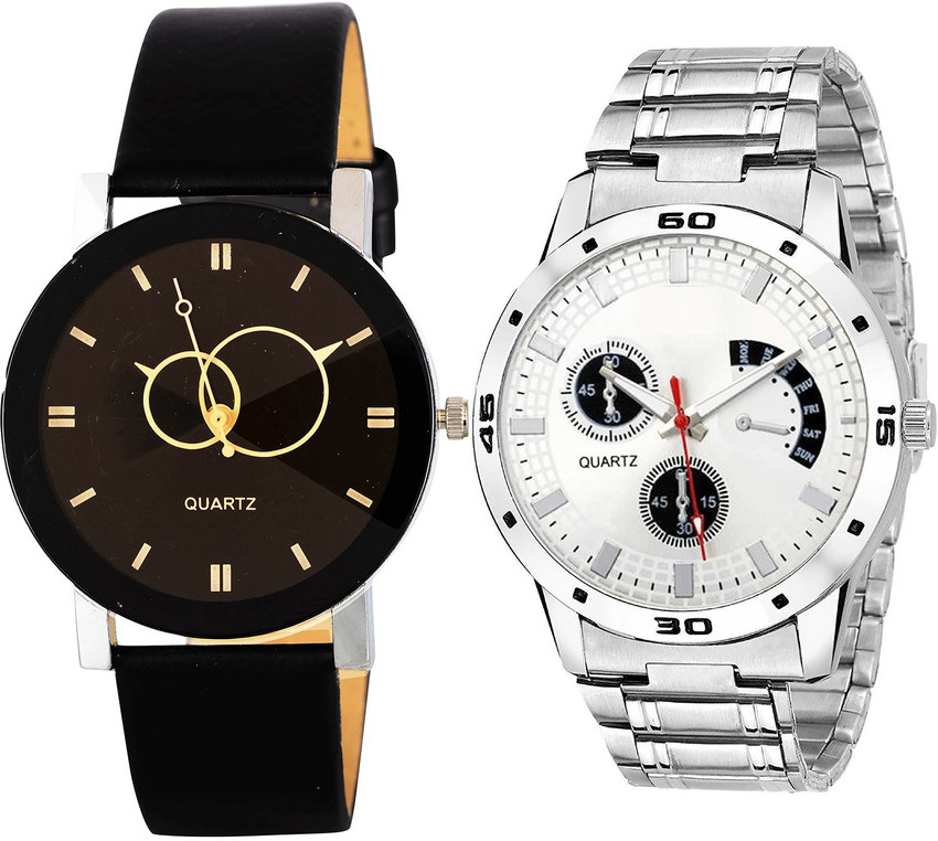 NIKOLA combo watch Analog Watch For Girls Buy NIKOLA combo watch Analog Watch For Girls Latest Present Geometric Design Analogue Black And Silver Color Boys And Men Watch
