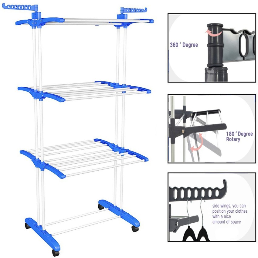 FLIPZON Steel Floor Cloth Dryer Stand Premium Alloy Steel Extra