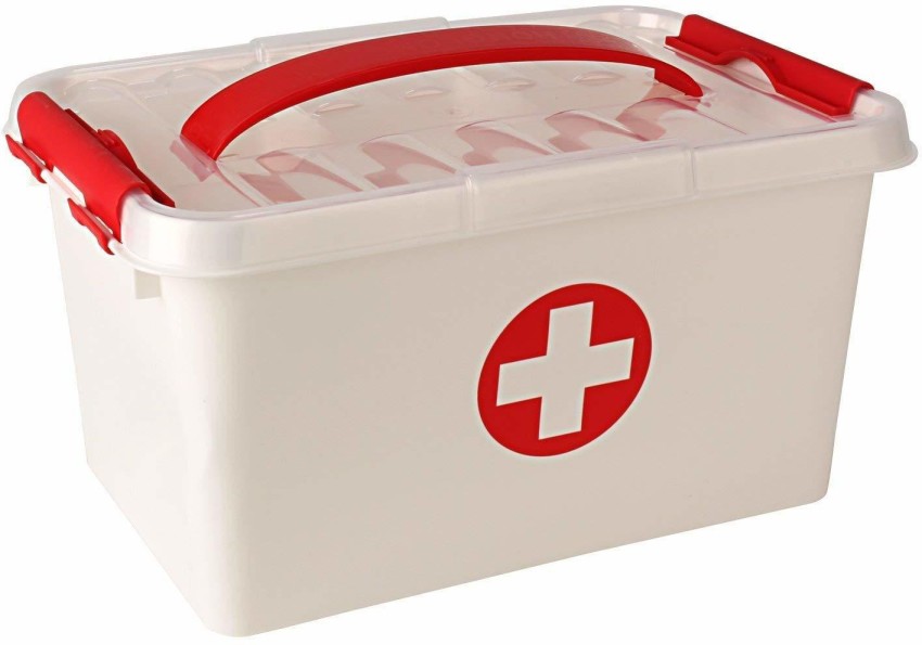 First Aid Kit, Multi-Layer Portable Emergency Case Plastic Medicine Storage  Box Travel Box, Lockable Container First-aid White(Size:Small) : :  Health & Personal Care