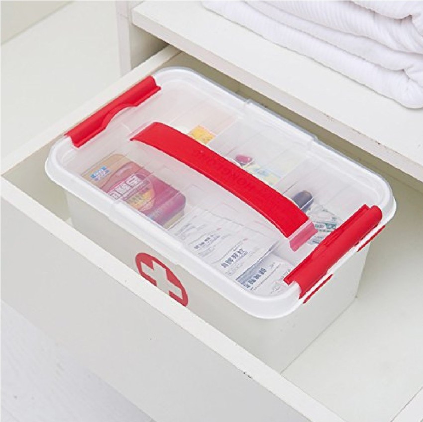 Household Portable Medical Box Double-Layer Compartments Organized